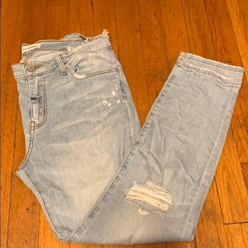 flying monkey distressed skinny jean